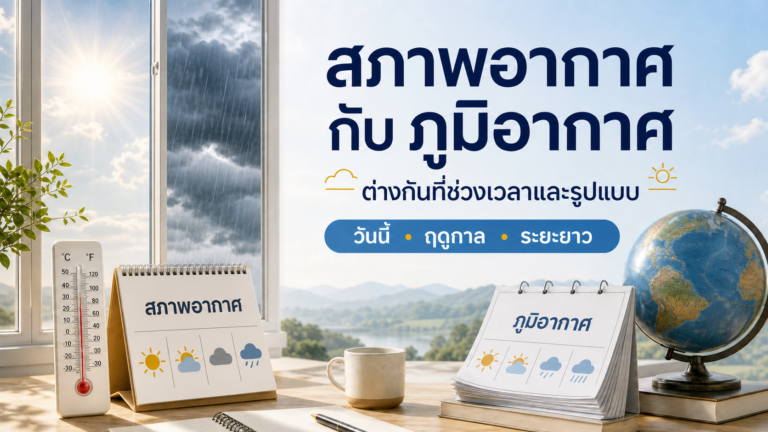 สภาพอากาศกับภูมิอากาศต่างกันที่ช่วงเวลาและรูปแบบของข้อมูล
